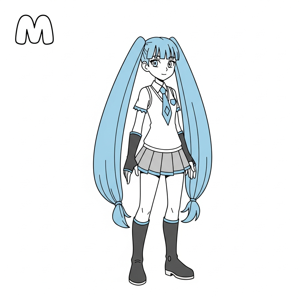 Miku (Contorno para Colorir)